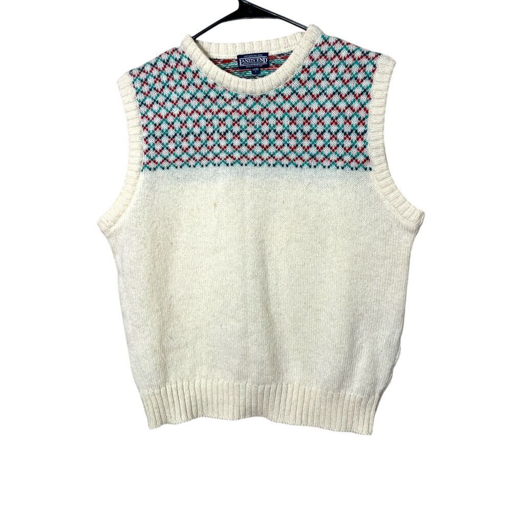 Vintage Lands End 100% Wool‎ Sweater Vest Size Large